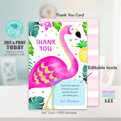 flamingo thank you cards